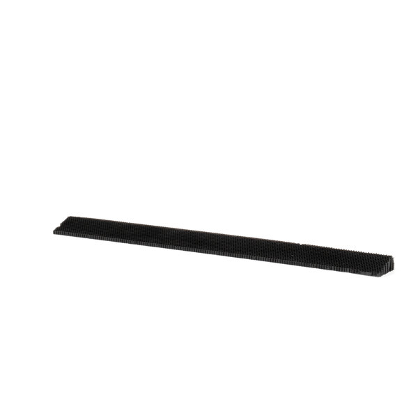 A black plastic strip on a white background.