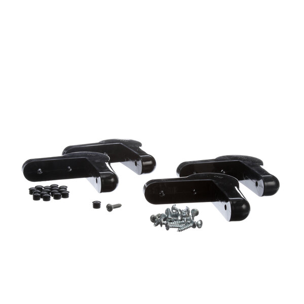 Two black plastic Lakeside bumper guard brackets with screws and nuts.