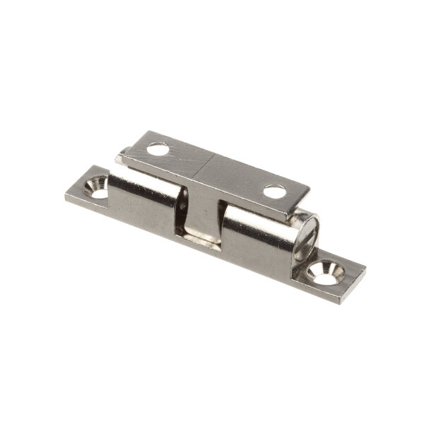 A stainless steel Lakeside door latch with two holes.