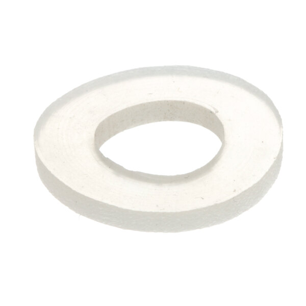 A white rubber gasket with a hole in the middle.