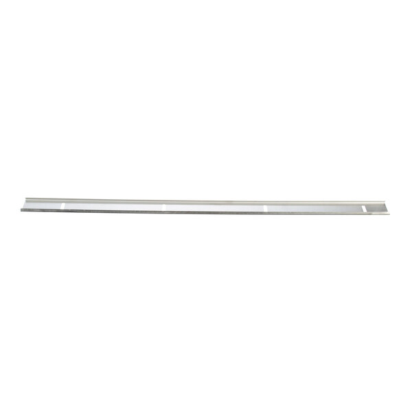 A white metal long thin bar with a small hole at the end.