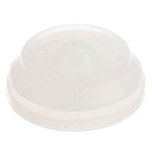 A white plastic Newco grommet with a round top