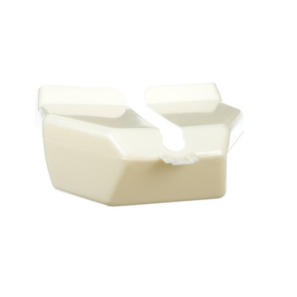 A white plastic Perfection saddle bag holder with two handles.
