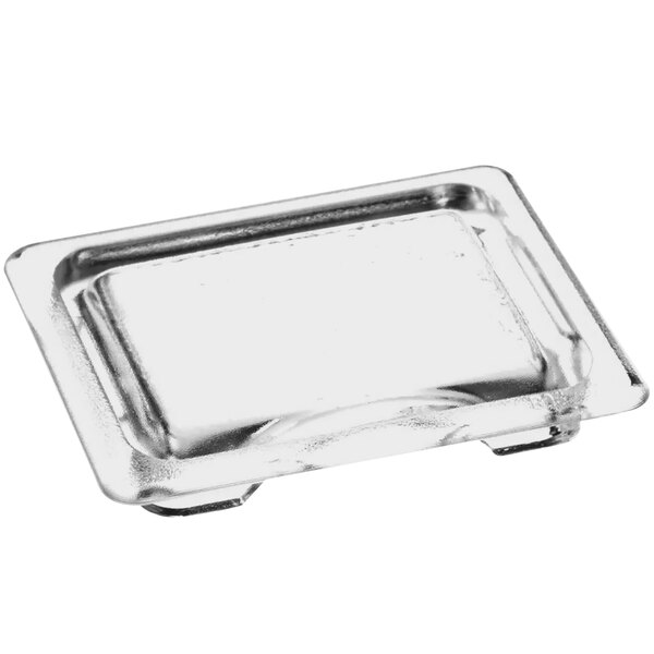 A clear glass rectangular lamp cover with a square base.