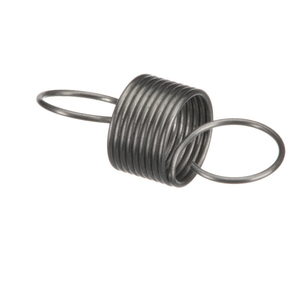 A metal spring with black wire coils.