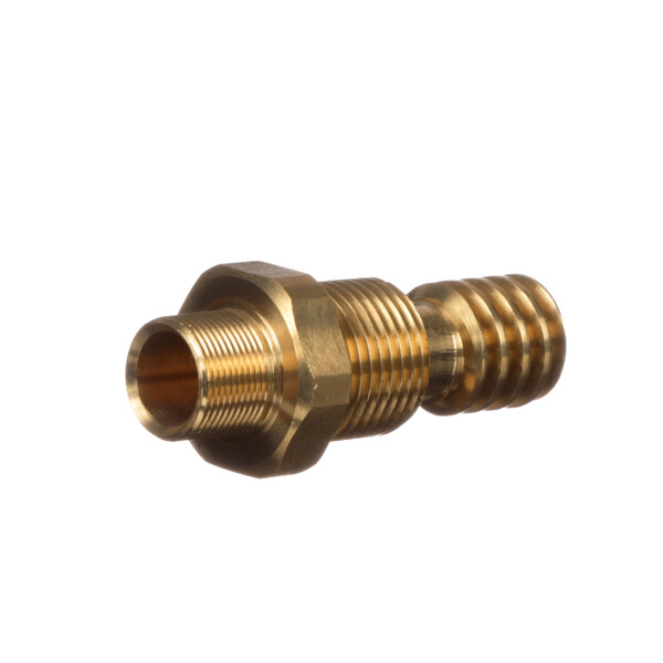 A brass threaded male fitting for a Quality Espresso tap body.