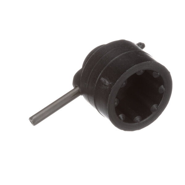 A black plastic Dynamic Mixers female coupler with a metal handle.