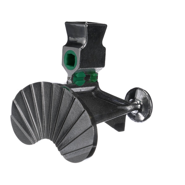 A black and green metal Piper Products pusher assembly with a green center.