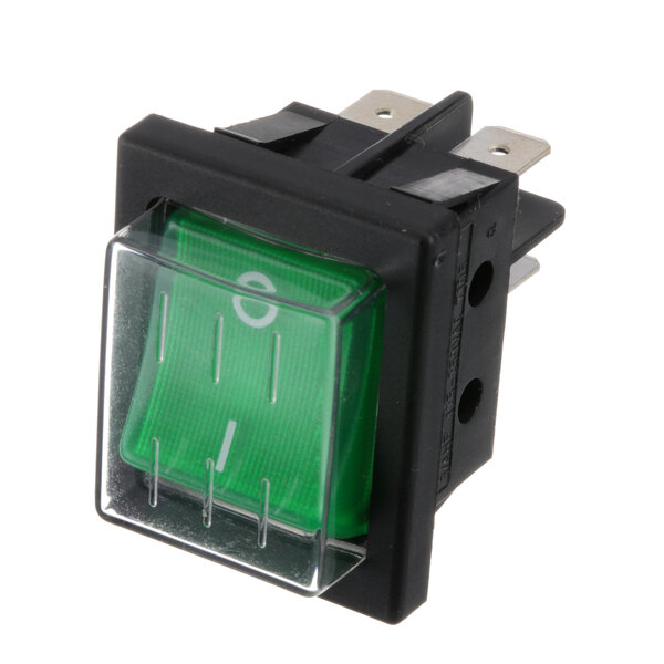 A green Arctic Air rocker switch with white text and a clear cover.