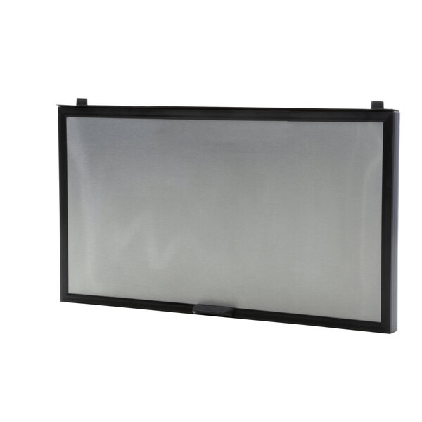 A white sliding lid with a black frame.