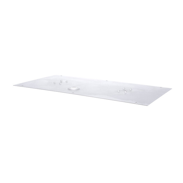 A white plastic rectangular tray with a hole in the bottom.