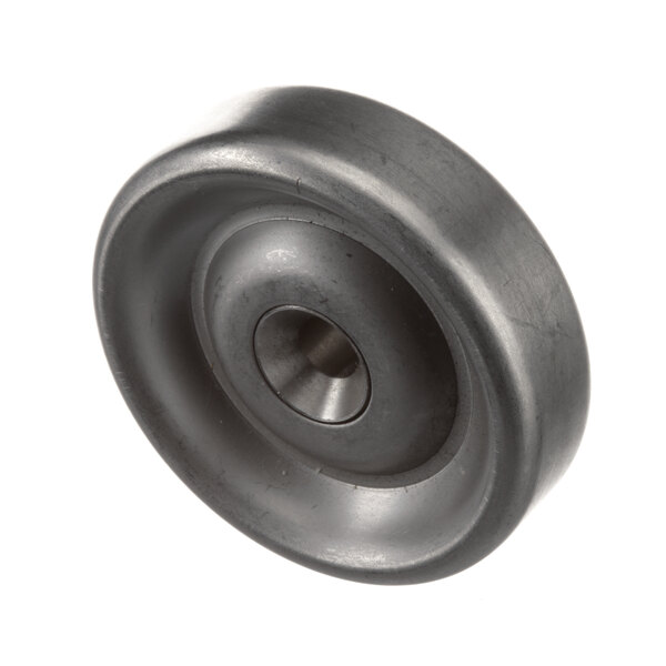 A black rubber OmniTemp 1661 drawer roller wheel with a hole in the center.
