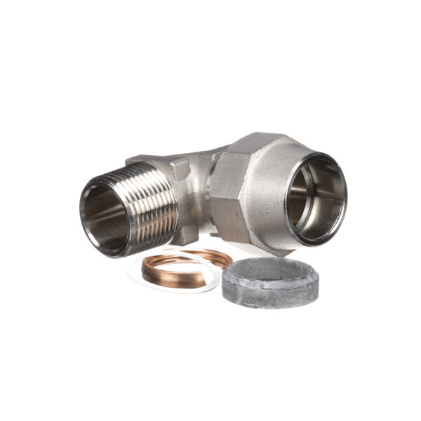 A CMA Dishmachines stainless steel pipe fitting with a nut and ring.