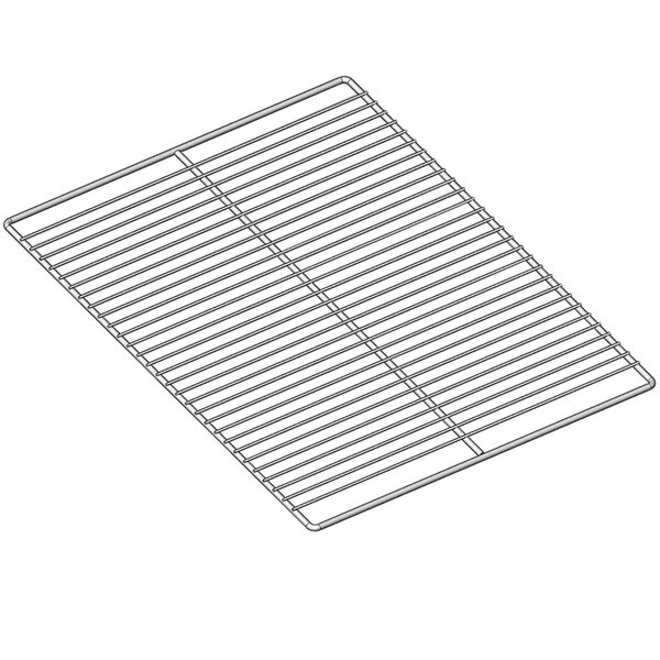 An Alto-Shaam stainless steel wire shelf with a grid pattern.