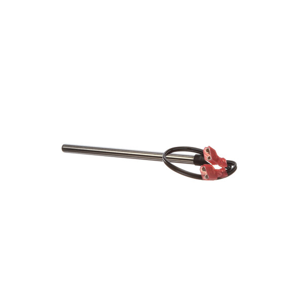 A metal rod with a red and black tip.