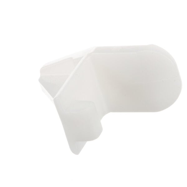 A white plastic Maxx Cold upright shelf clip.