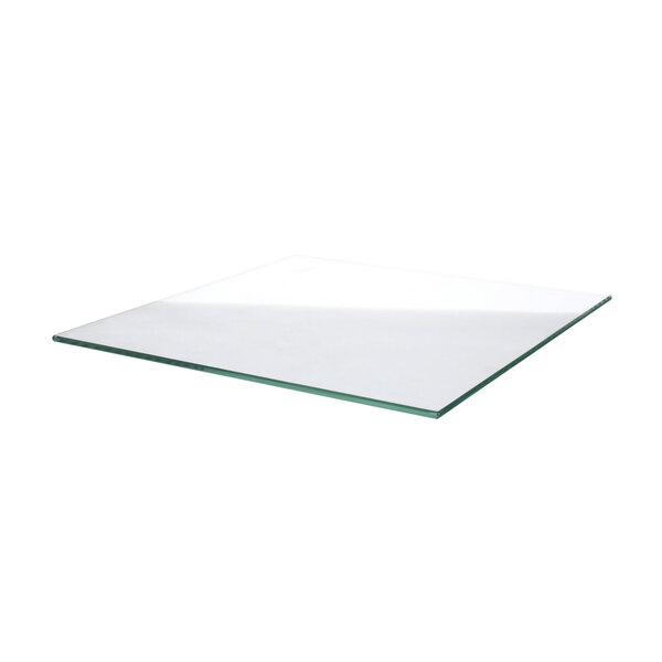 A square glass shelf with a white background and green border.