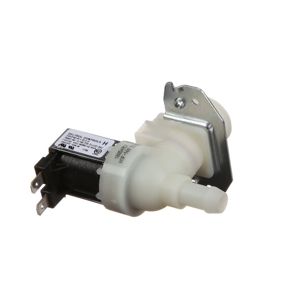 A white Bunn valve assembly with black and white cover.