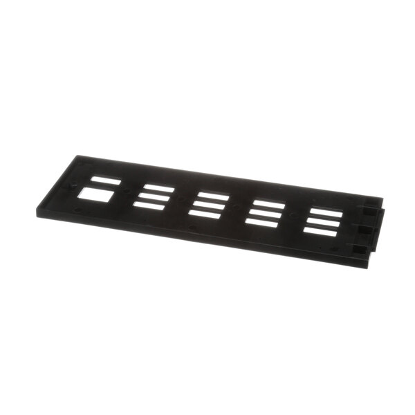 A black Donper America plastic rectangular panel with holes.
