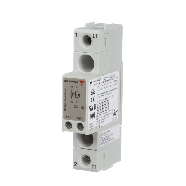A Besco 379900120 relay, a white electrical device with a label.