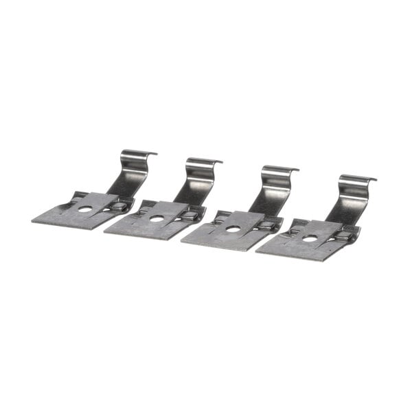 A group of Loren Cook metal top cap clips with holes.