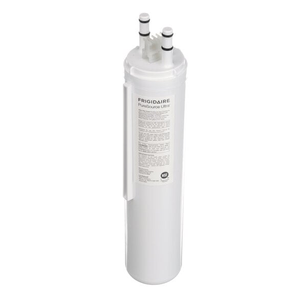 A white Frigidaire Commercial ULTRAWF water filter with black and white text.