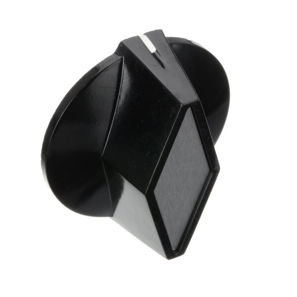 A black plastic Gold Medal knob with a white line and diamond design.