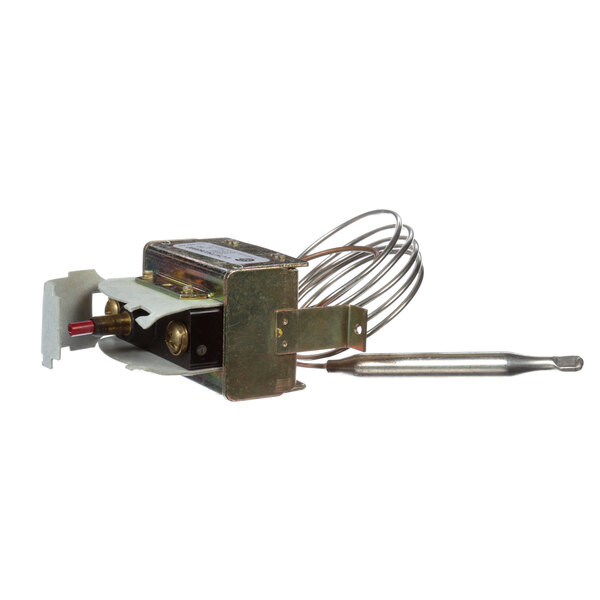 A small metal Eagle Group hi limit control device with wires attached.