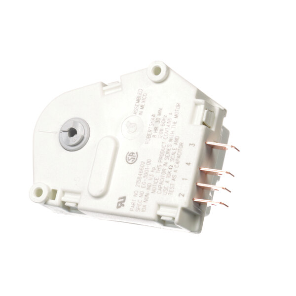 A white electronic device with wires.