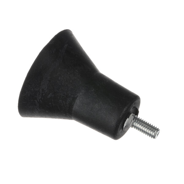 An Anvil America black plastic knob with a screw on it.