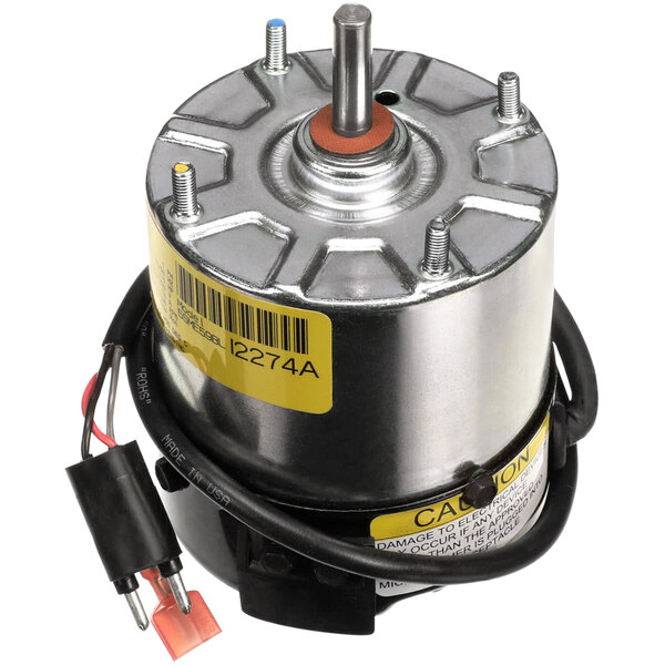 A Hussmann 230V metal electric motor with wires and a wire harness.