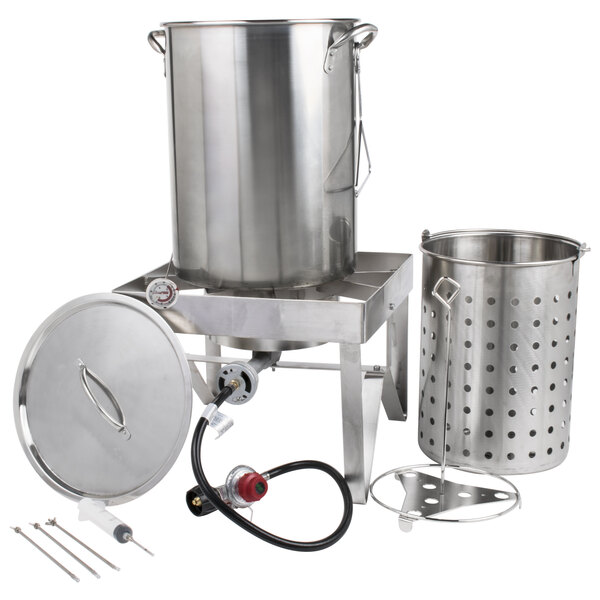 Backyard Pro All Stainless Steel Turkey Fryer Kit / Steamer Kit 30 Quart