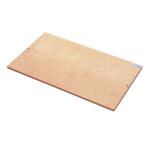 A Traulsen Mapletex rectangular wooden cutting board with a hole in it.