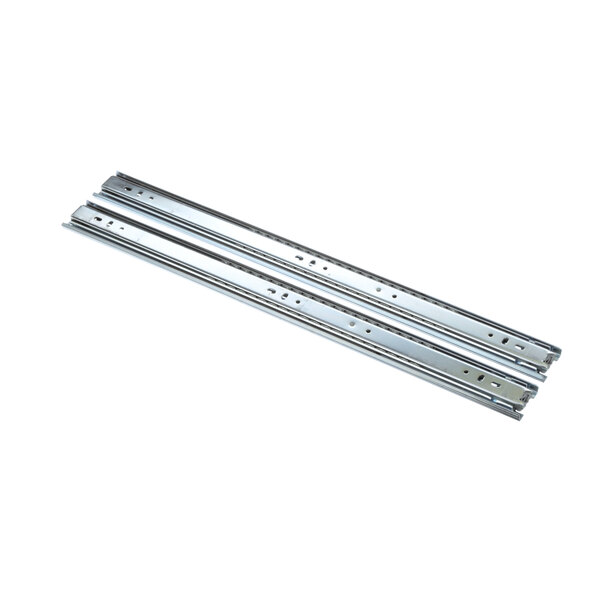 A pair of Eagle Group stainless steel drawer slides.
