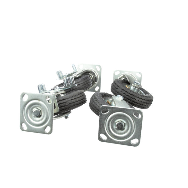 A set of four Seco Select casters with metal wheels.