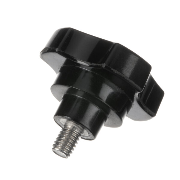A black screw with a screw head on a white background.