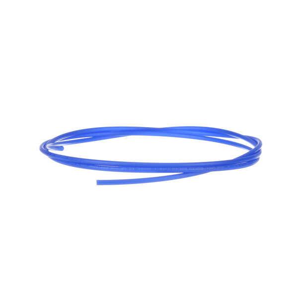 A blue rubber tube with a blue wire inside on a white background.