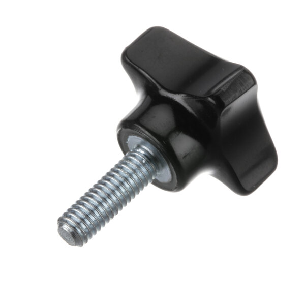 A black screw with a black knob.
