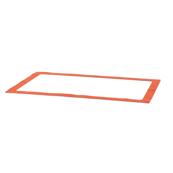 A rectangular orange silicone rubber gasket with white edges.