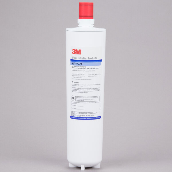 A white 3M water filtration cartridge with black and red text.