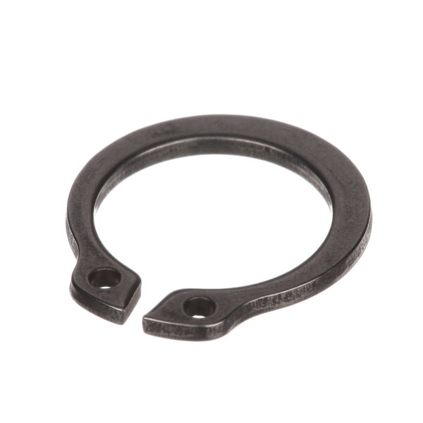 A black metal Berkel retaining ring with two holes.