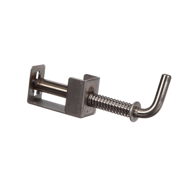 A metal interlock assembly hook with a spring on the end.