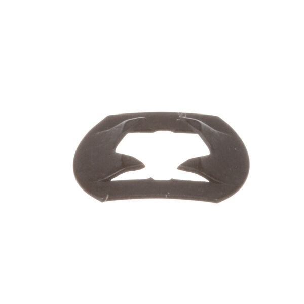A black plastic Oliver Clip with a hole in the middle.
