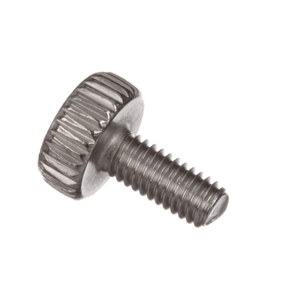 A close-up of a Sharp screw with a metal head.