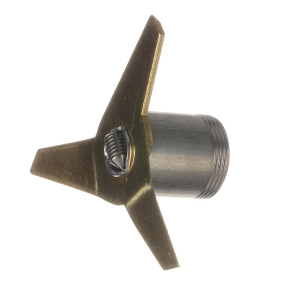 A Dynamic Mixers 7917 metal cutter blade with a screw.