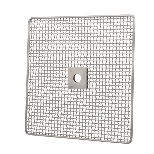 A Falcon stainless steel mesh screen with a hole.