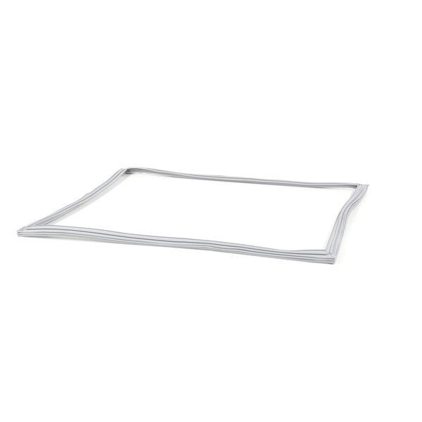 A white rectangular wire frame with a small square cut out on one side.