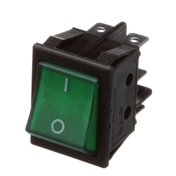 A green push button switch with white text for Adcraft HD-17.