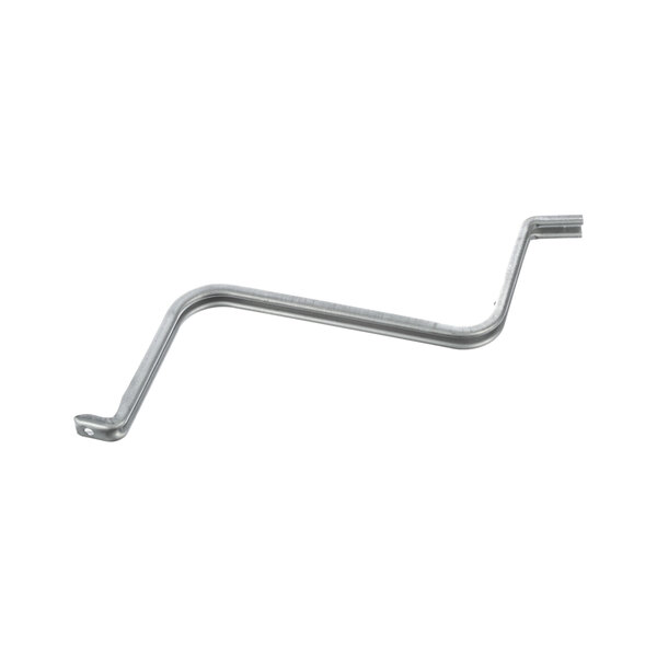 A metal bent arm on a white background.