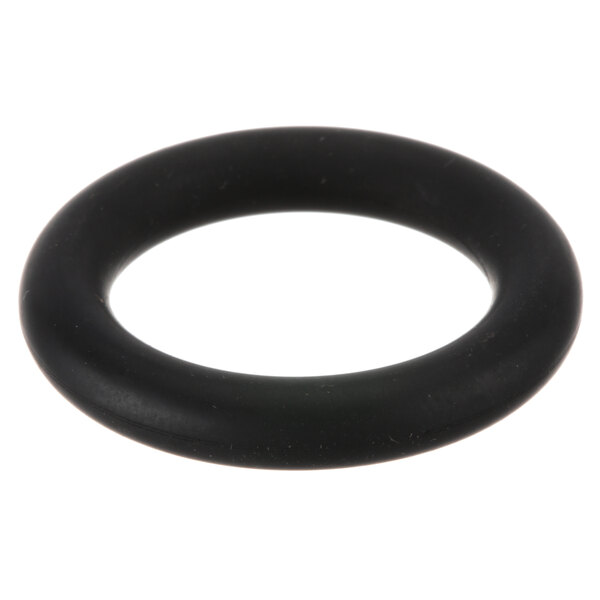 A black rubber O-ring with a white circle and black border.